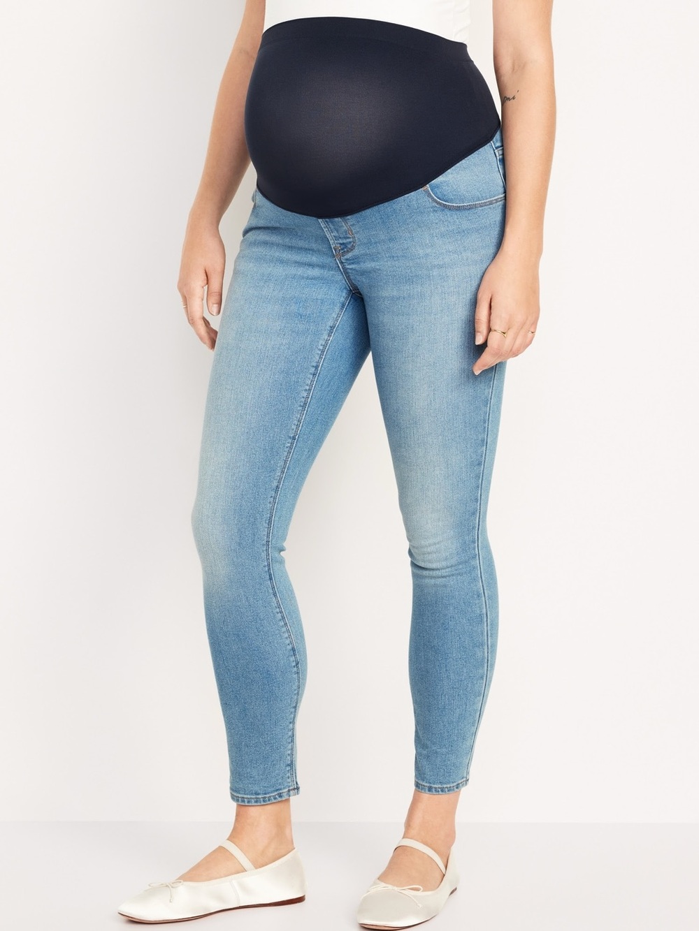 Old Navy Full Panel Wow Skinny Maternity Jeans, light blue, size 8